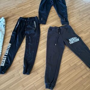 Black Jogger Pants with White Text
